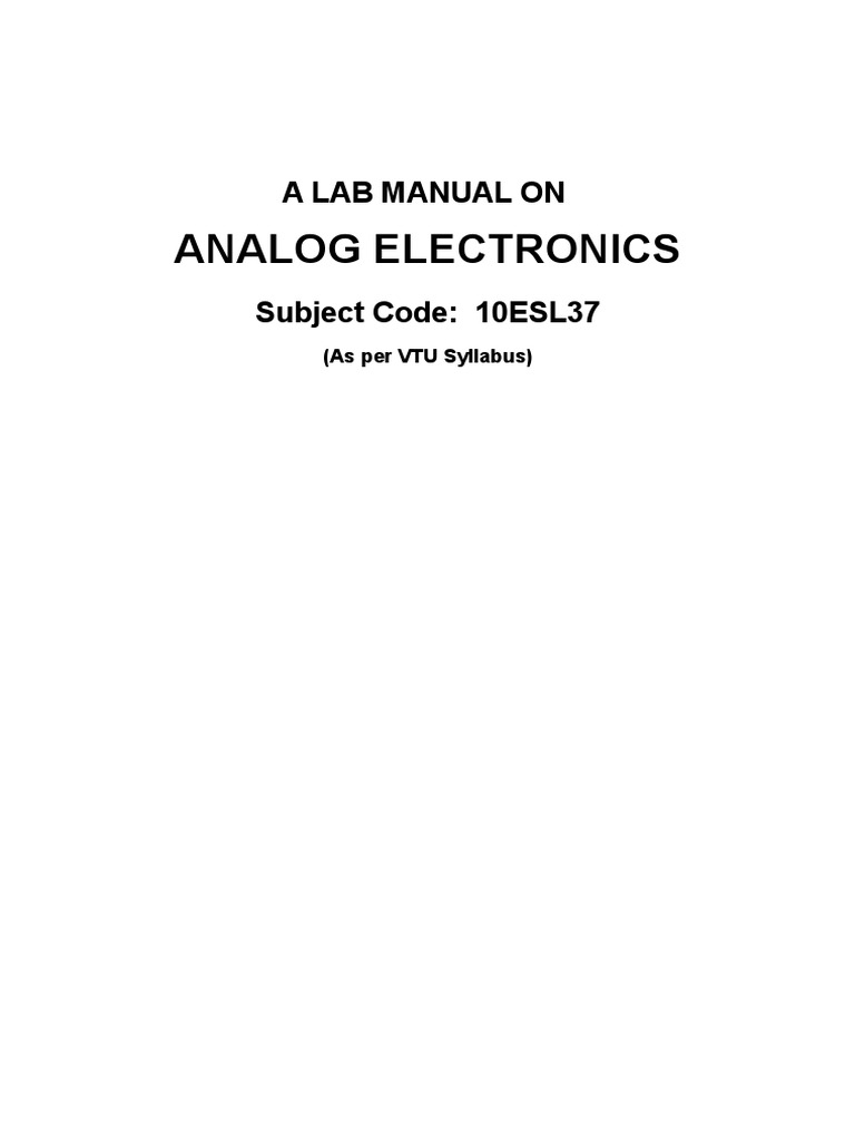 06ESL37 Analog Electronics Lab MANUAL PDF Amplifier Rectifier