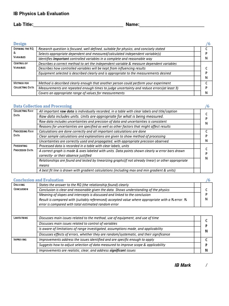 IB Physics Lab Assessment Guide | PDF | Uncertainty | Accuracy And ...