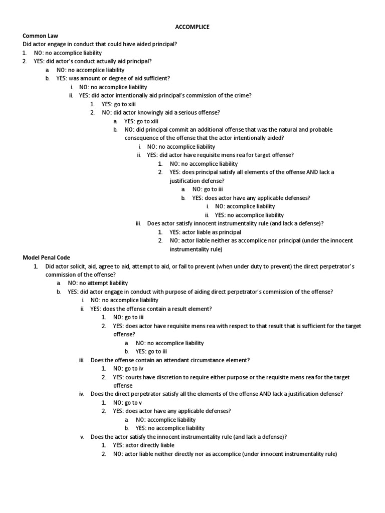 Common Law Accomplice Liability Guide | PDF | Social Science | Law