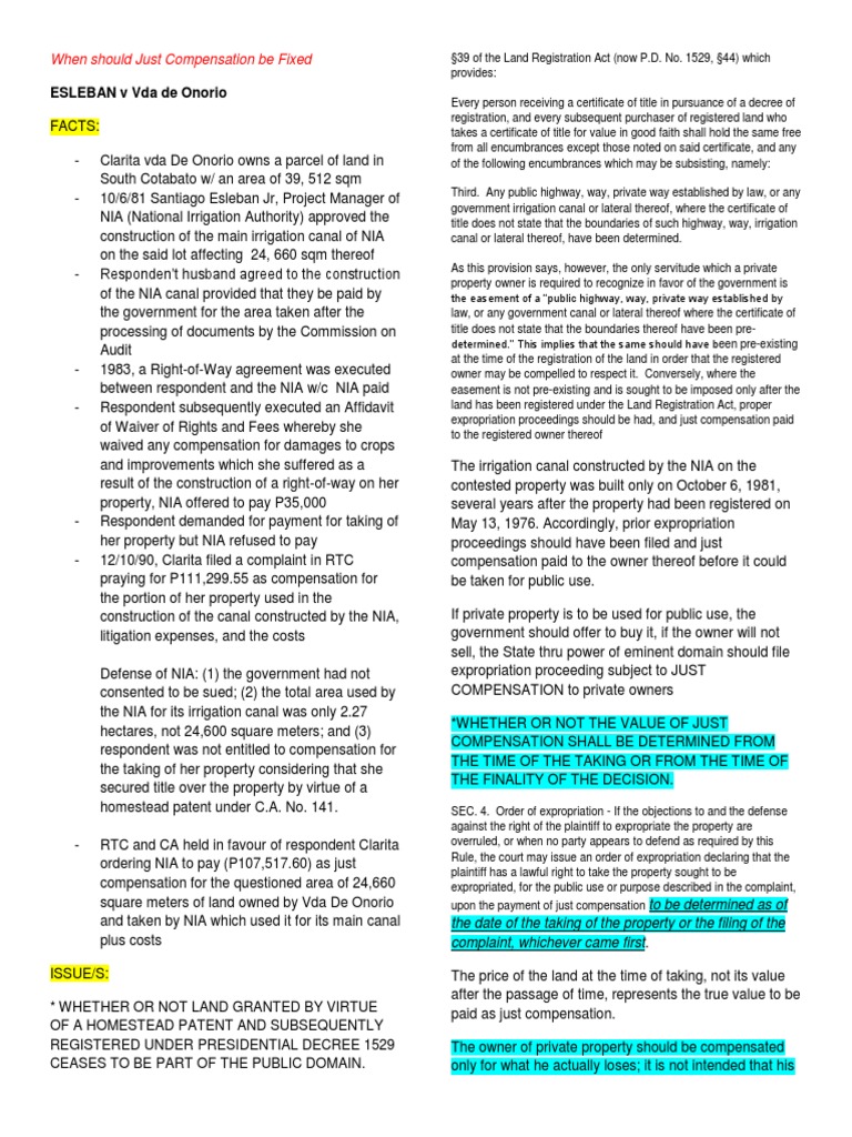 When Should Just Compensation Be Fixed | PDF | Eminent Domain | Natural ...