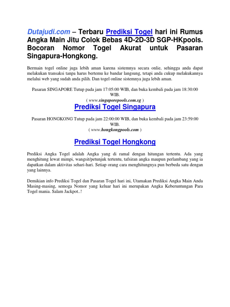 Togel Adalah
, Prediksi Togel Dutajudi