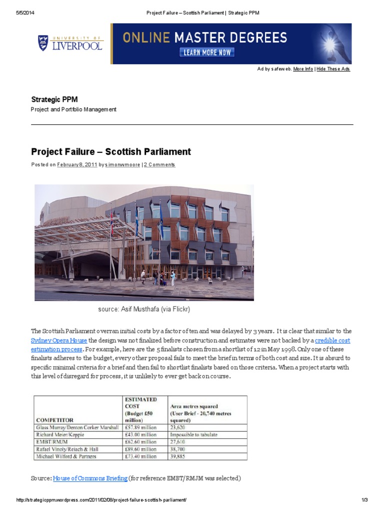 Project Failure - Scottish Parliament - Strategic PPM | PDF | World ...