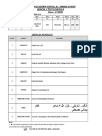 Pakistan Academy School Al-Ahmadi Kuwait Monthly Test Schedule Class: 12 FBISE