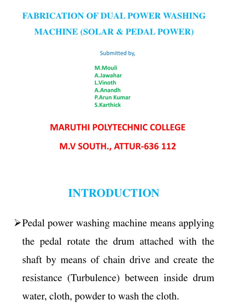 Fabrication of Dual Power Washing Machine (Solar PDF