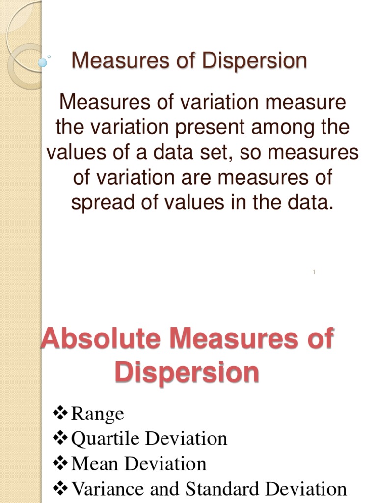 Measures Of Dispersion Skewness Coefficient Of Variation