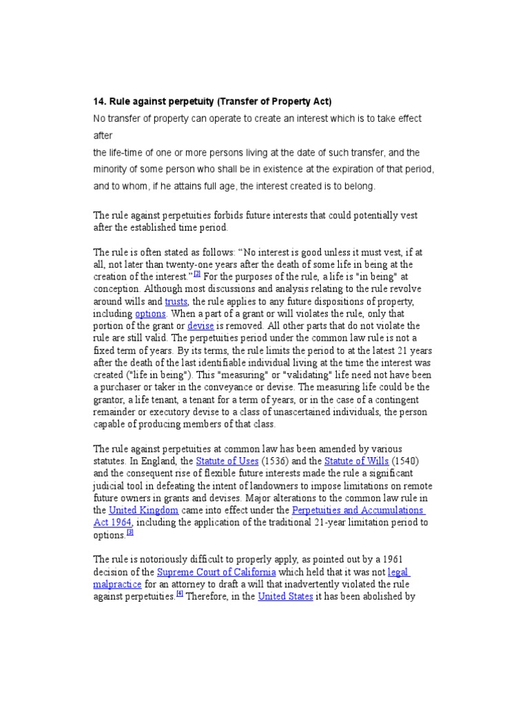 Understanding the Rule Against Perpetuities | PDF