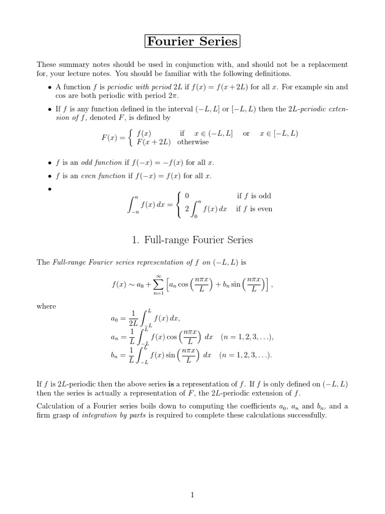Full-Range Fourier Series | PDF | Sine | Fourier Series