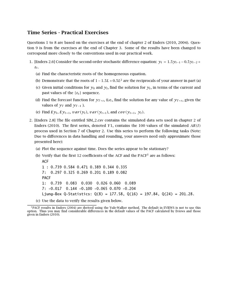 Time Series Exercises from Enders | PDF | Akaike Information Criterion ...