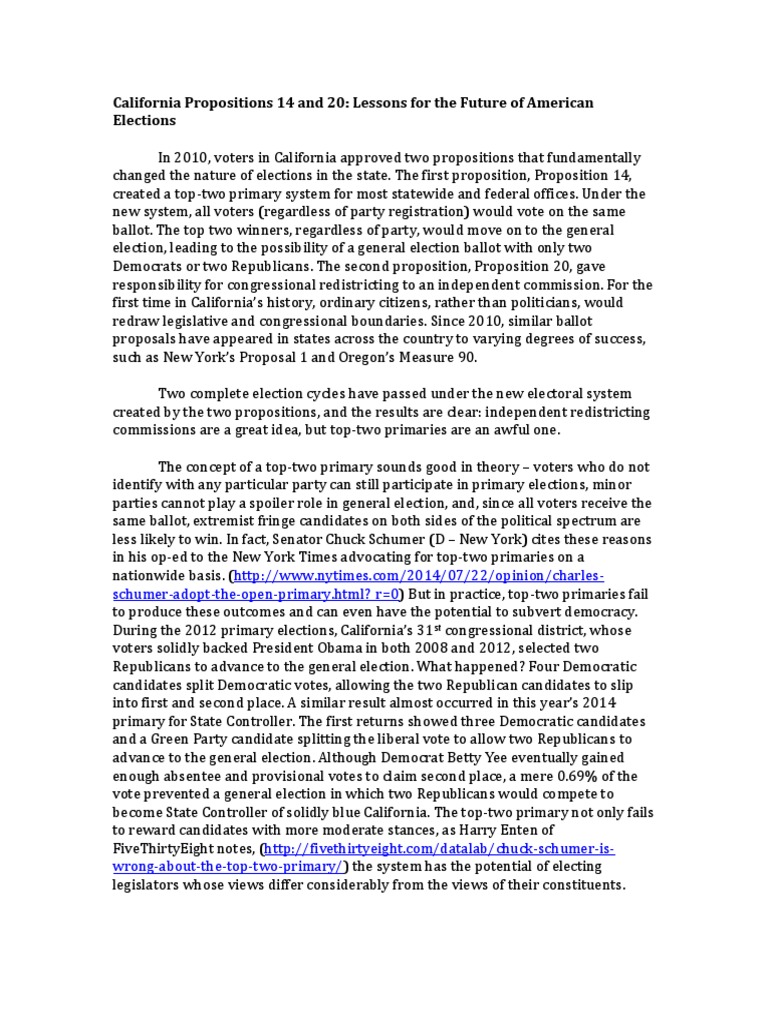 California Propositions 14 and 20 Lessons For The Future of American