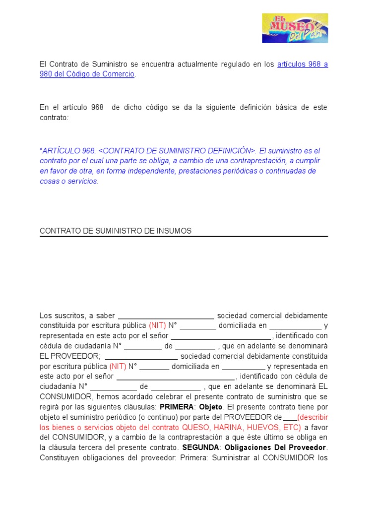 Contrato de Suministro de Insumos | PDF | Los consumidores | Factura