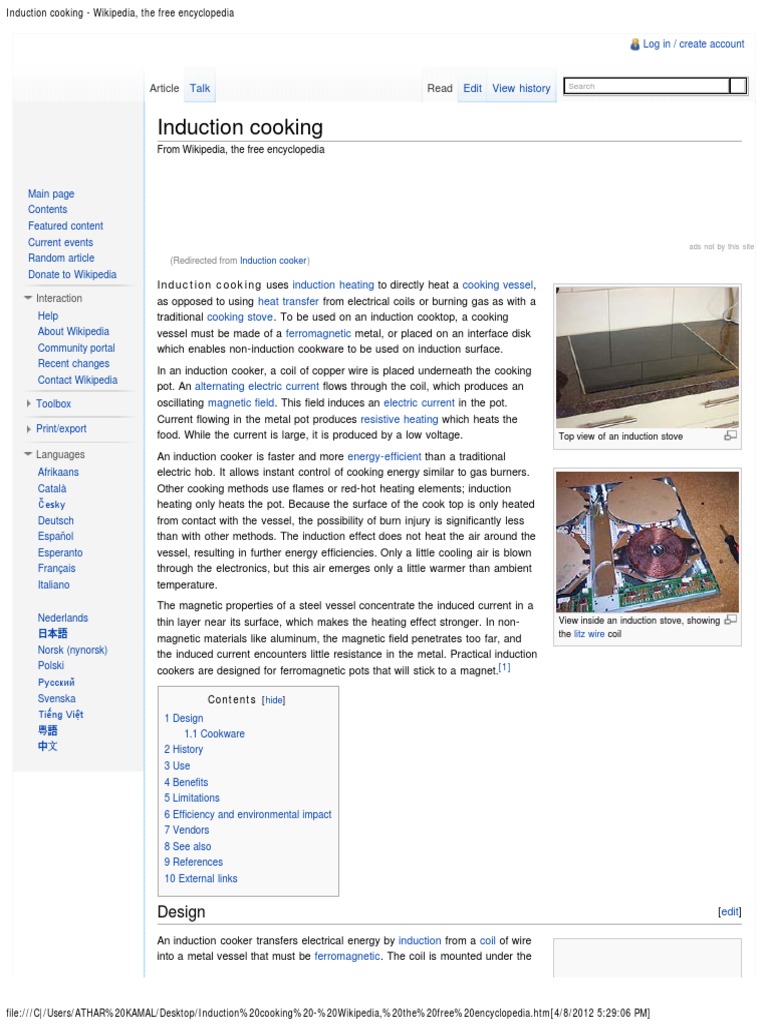 Induction Cooking Wikipedia, The Free Encyclopedia PDF Cookware