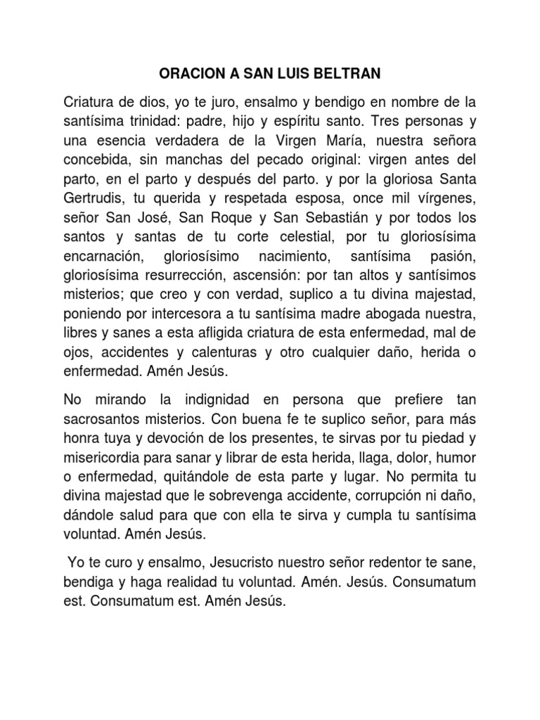 Oracion a San Luis Beltran