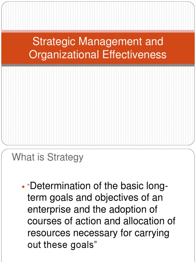 Strategic Management and Organizational Effectiveness | PDF | Strategic ...