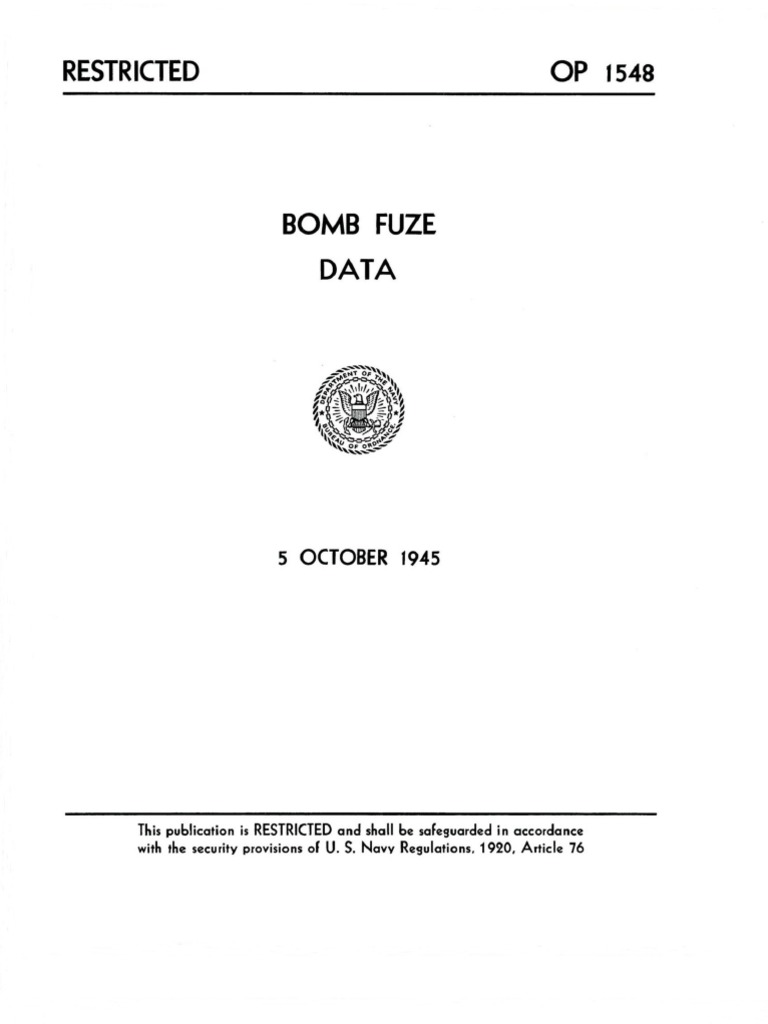 Bomb Fuze Data 1945 | PDF