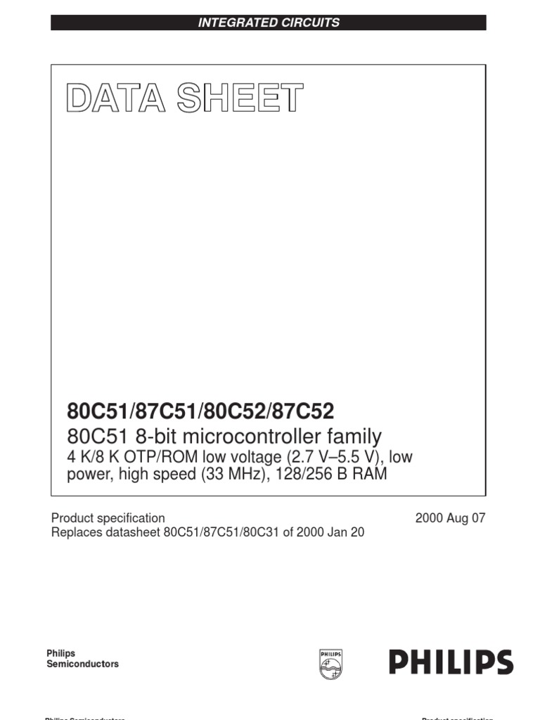 80C51/87C51/80C52/87C52: 80C51 8-Bit Microcontroller Family | PDF ...