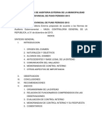 Informe Largo de Auditoria Externa de La Municipalidad Provincial de Puno Periodo 2013