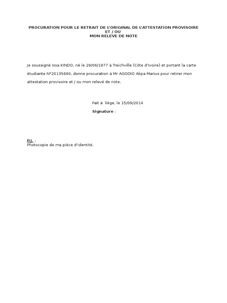 Modele De Procuration Pdf
