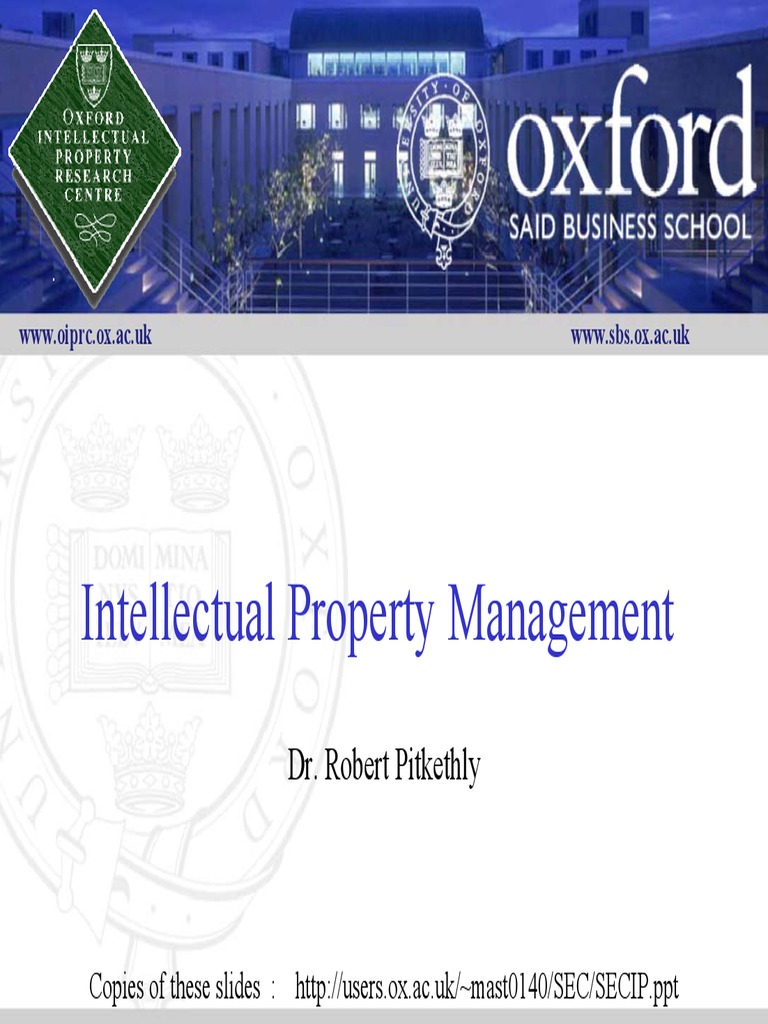 Intellectual Property Management Oxford Bussiness School PDF