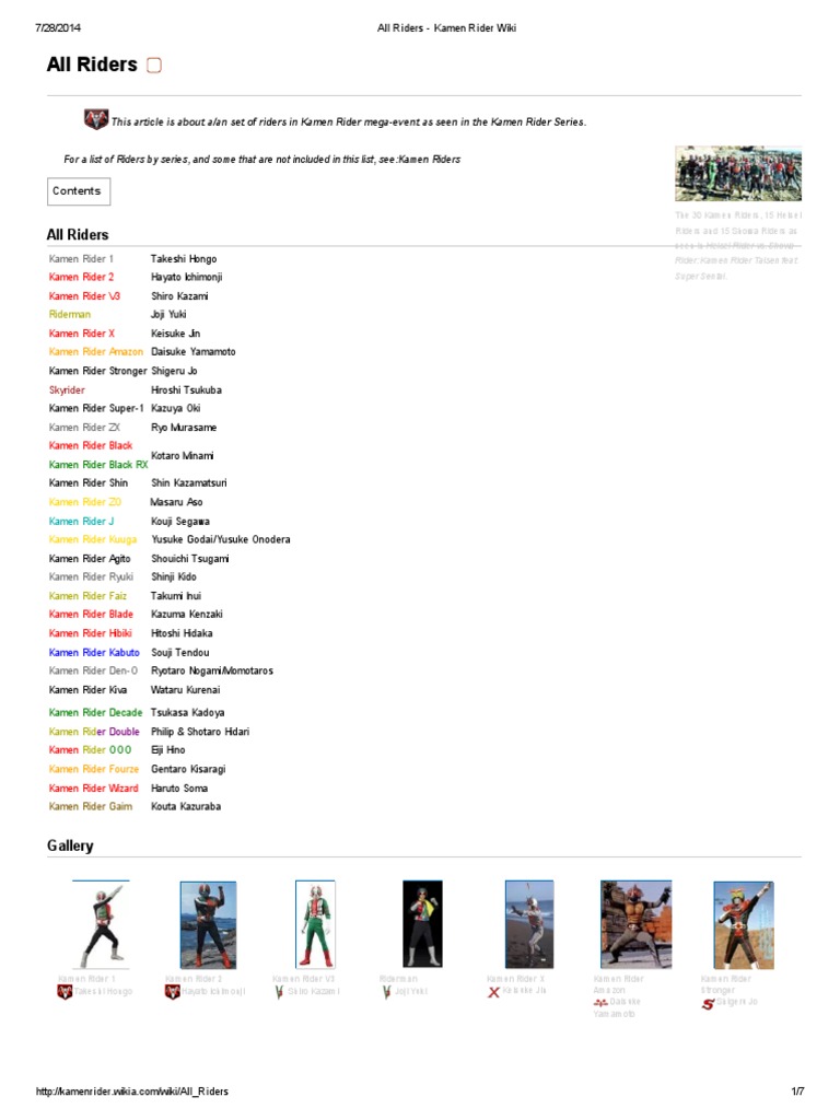 Complete Kamen Rider Character List | PDF | Television Shows | Science ...