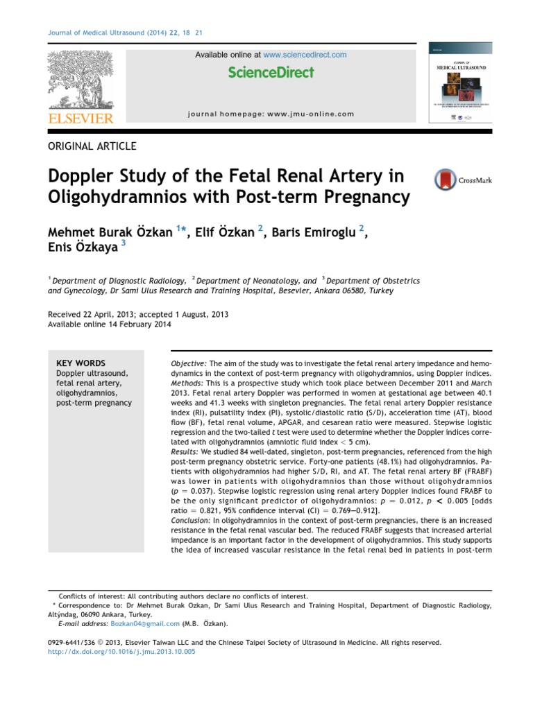 Doppler Study of The Fetal Renal Artery in Oligohydramnios With Post ...