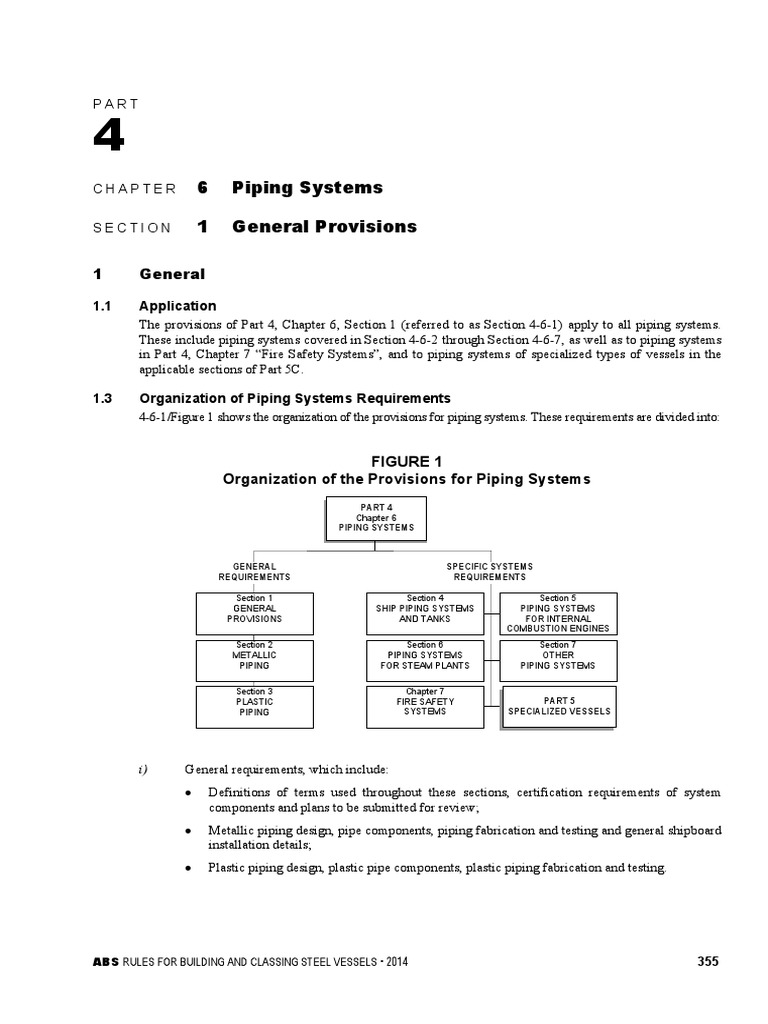 ABS Rule Part4 Chapter6 Section1 PDF Pipe (Fluid Conveyance) Pump