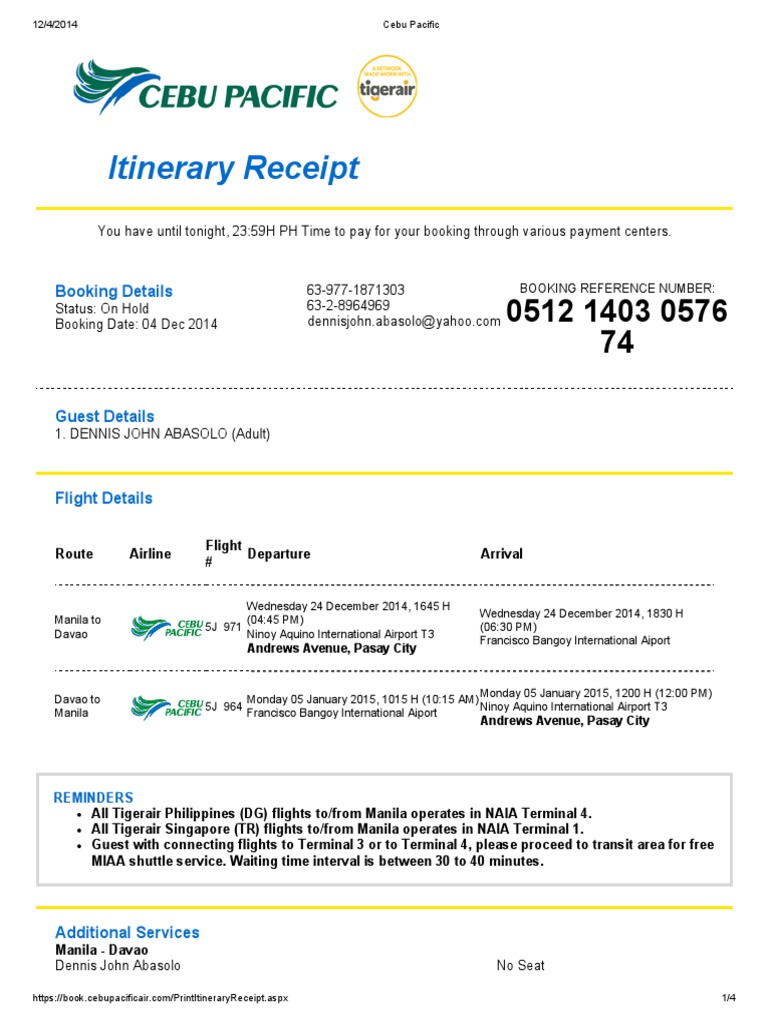 Cebu Pacific Fee Aviation