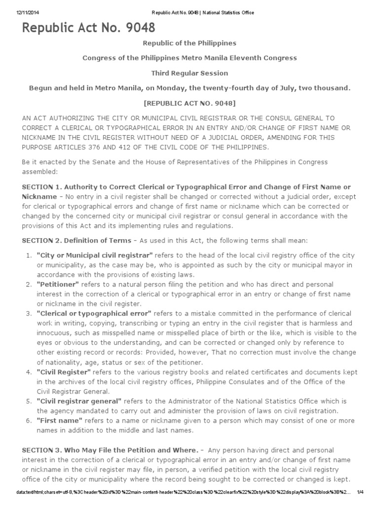 Republic Act No. 9048 Overview | PDF | Public Sphere | Common Law