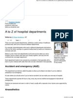 A to Z of Hospital Departments