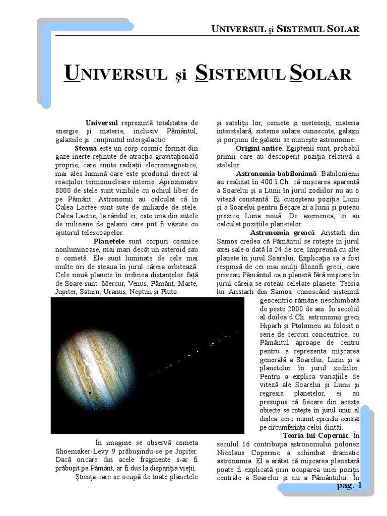 Universul Si Sistemul Solar