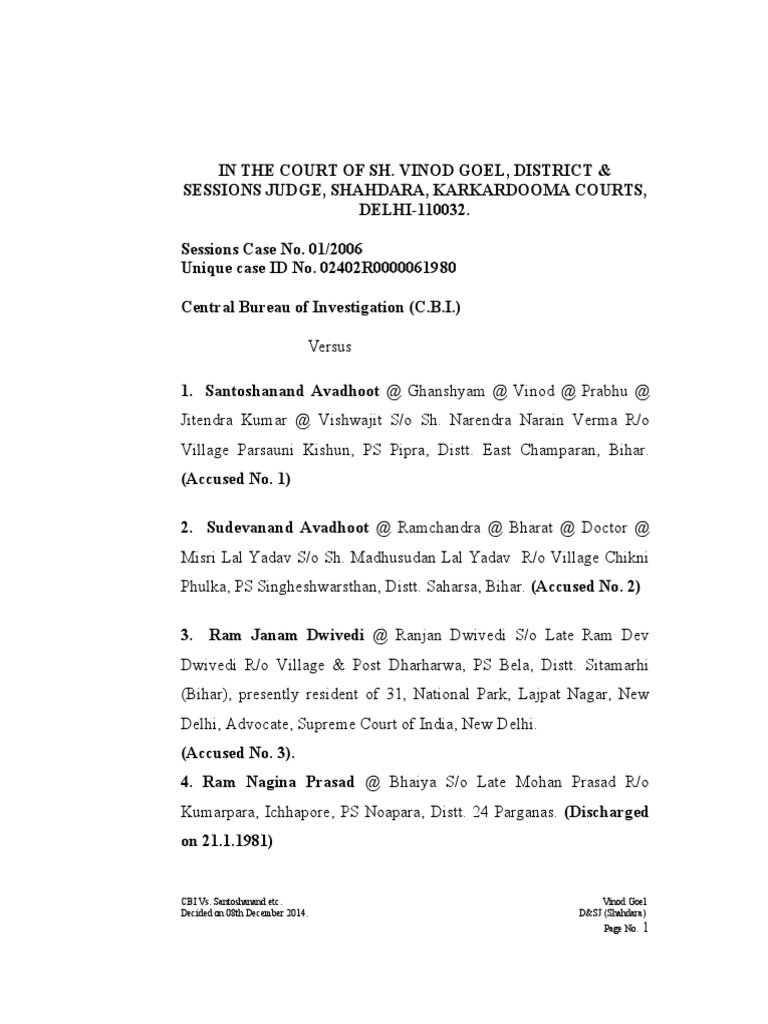 LN Mishra Assassination Case Judgement PDF Public Law Justice
