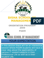 Disha School of Management: Orientation Program' 2009 PGDM