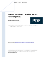 Dar El Nombre. Derrida Lector de Benjamin.: Biset, Emmanuel