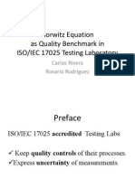 HorwiHorwitz Equation As Quality Benchmark in ISO/IEC 17025 Testing Laboratory Carlos Rivera Rosario Rodrigueztz Iie 10