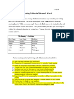 Creating Tables in Microsoft Word