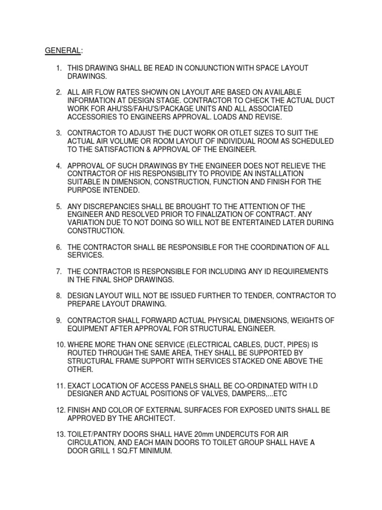 General Notes Hvac PDF Duct (Flow) Home Appliance