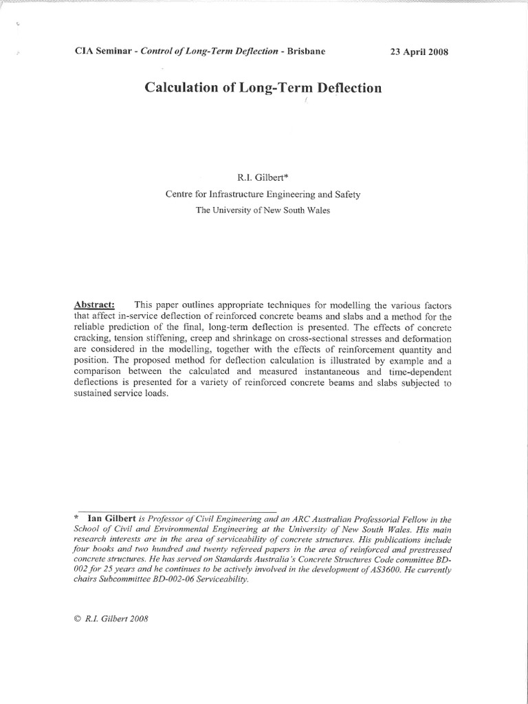 Calculation of Long-Term Deflection by Ian Gilbert | PDF