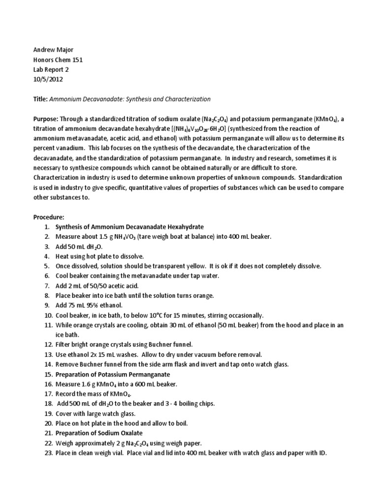Chemistry lab report 2 picture