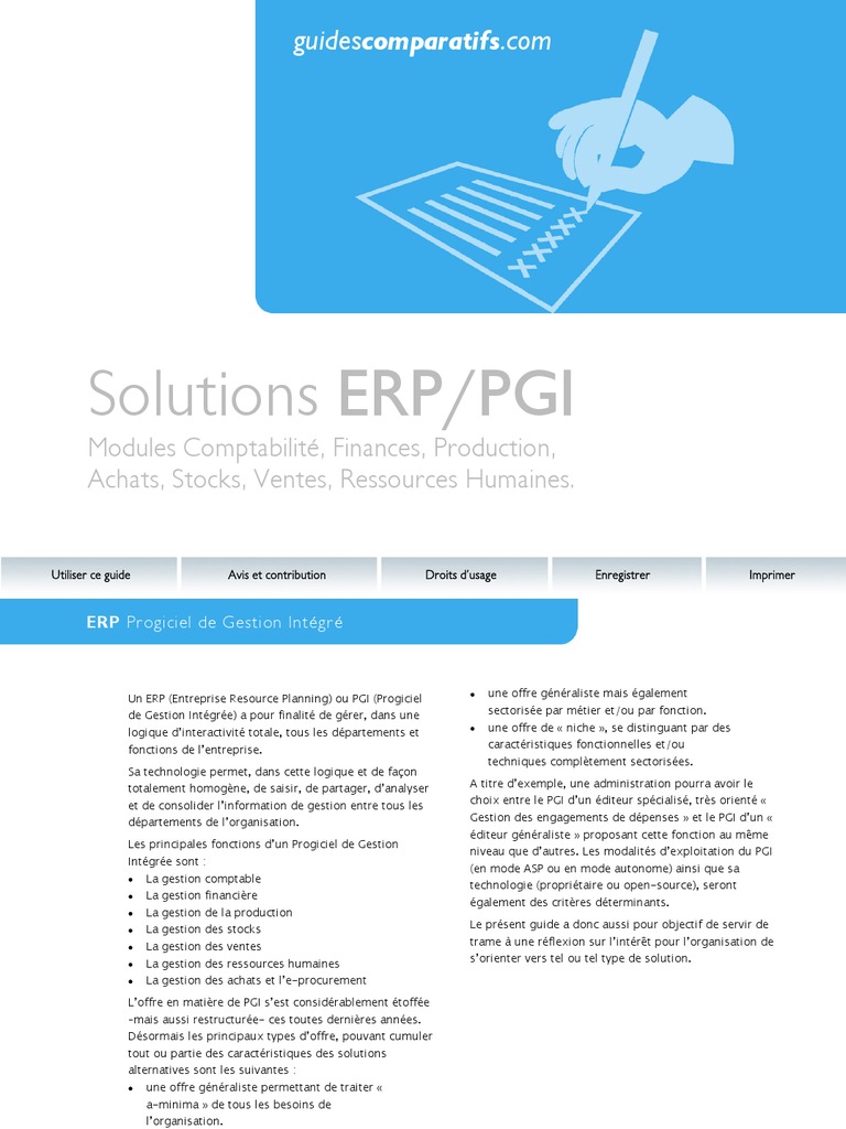 Guide Erp Pgi | PDF | Progiciel de gestion intégré | Gestion de la ...