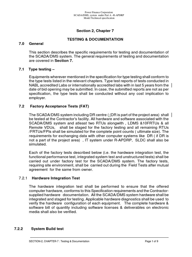 SCADA/DMS Testing & Documentation Guide | PDF | Scada | Reliability ...