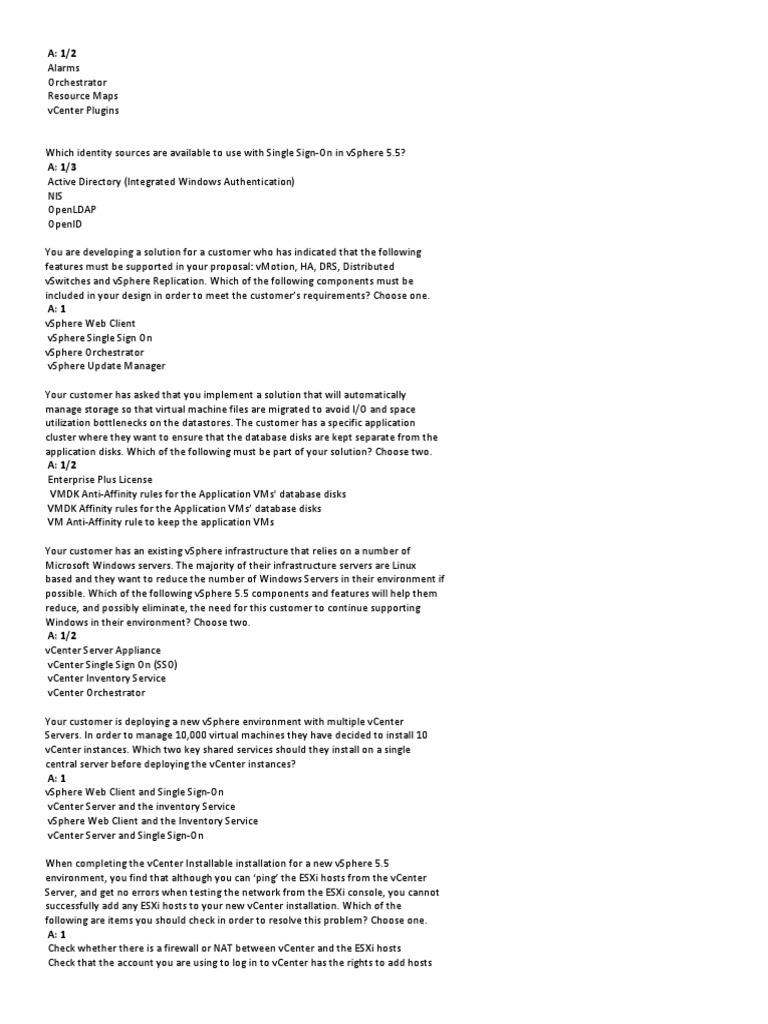 VCenter Management 5 5 VTSP Test Questions Answers | PDF | Virtual ...