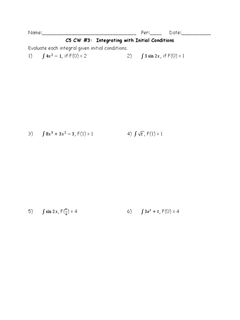 Integrating Functions with Initial Conditions | PDF
