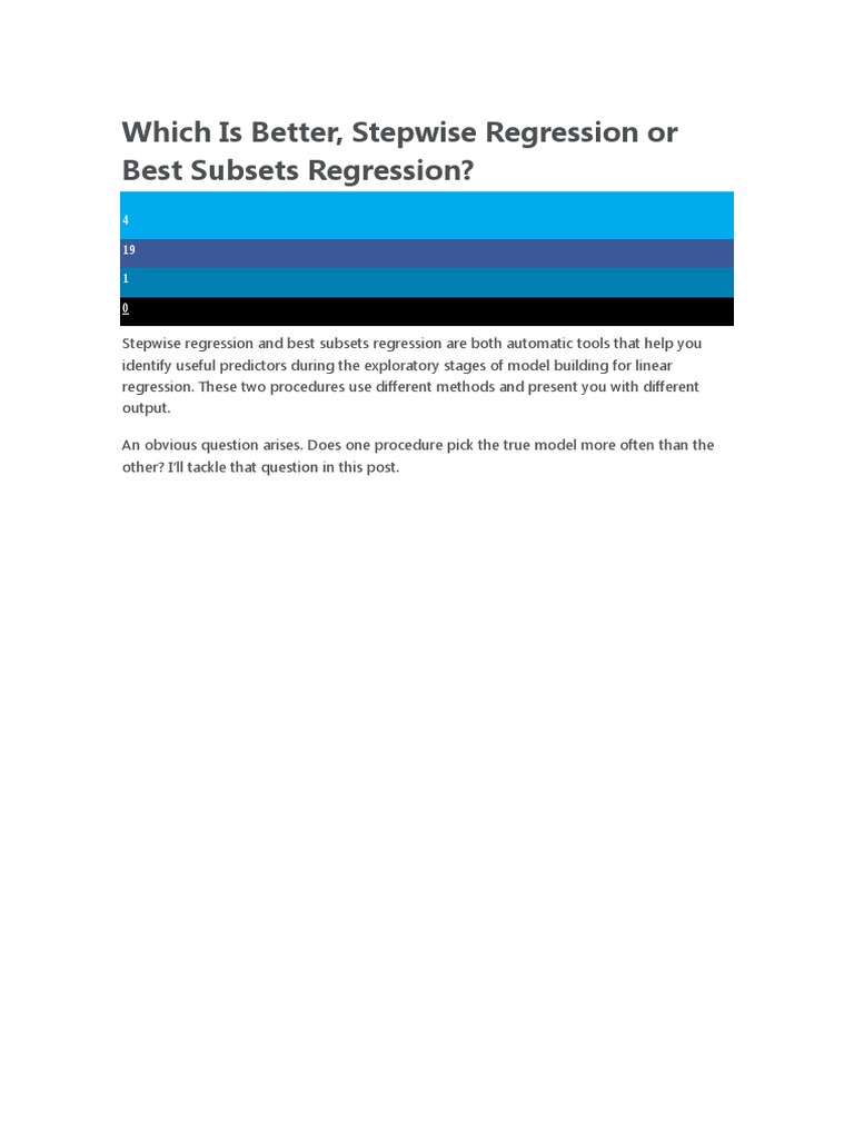 Stepwise vs. Best Subsets Regression | PDF | Regression Analysis ...