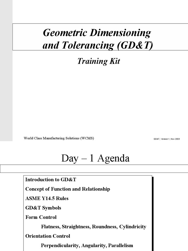 GD&T Training Kit Overview and Agenda | PDF | Space | Geometry