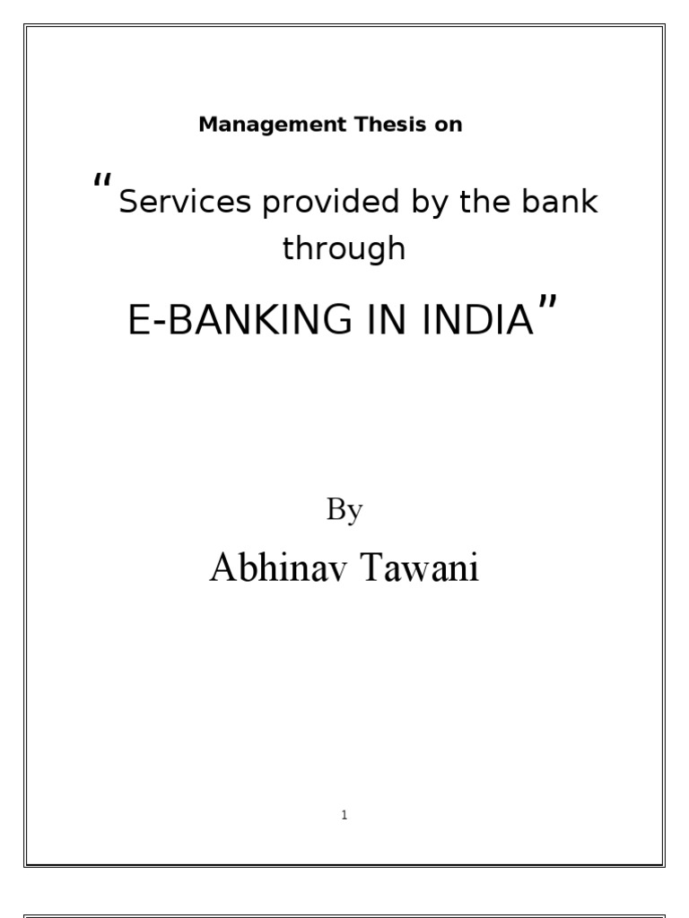 Thesis on retail banking in india