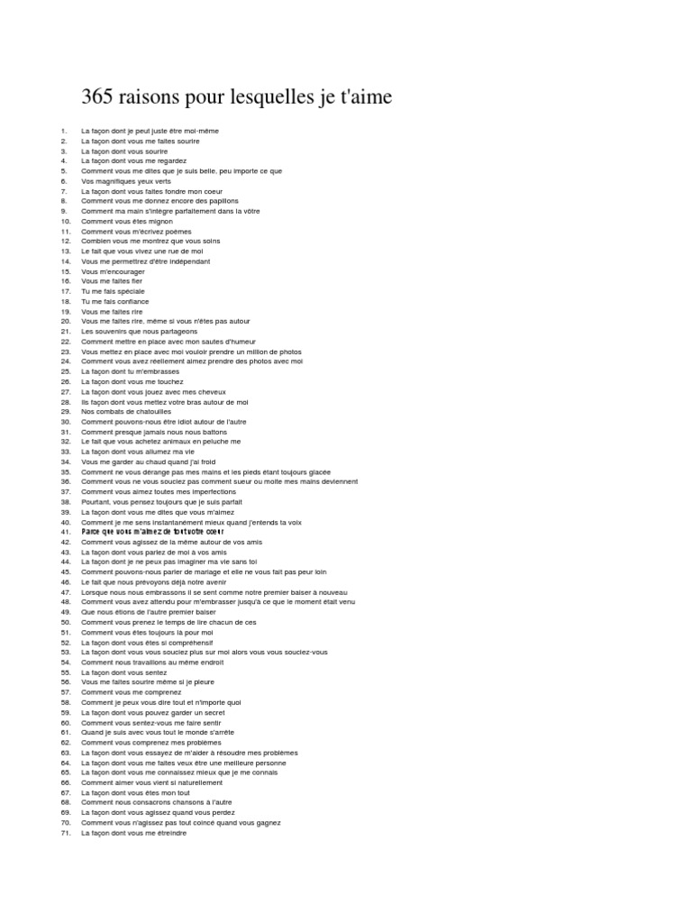 Livre 10 Raisons Pour Lesquelles Je T aime 365 Raisons | PDF