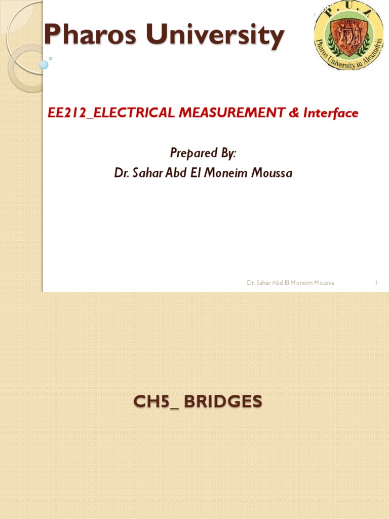 Lecture 5 Electrical Bridges | PDF | Capacitor | Electrical Resistance ...