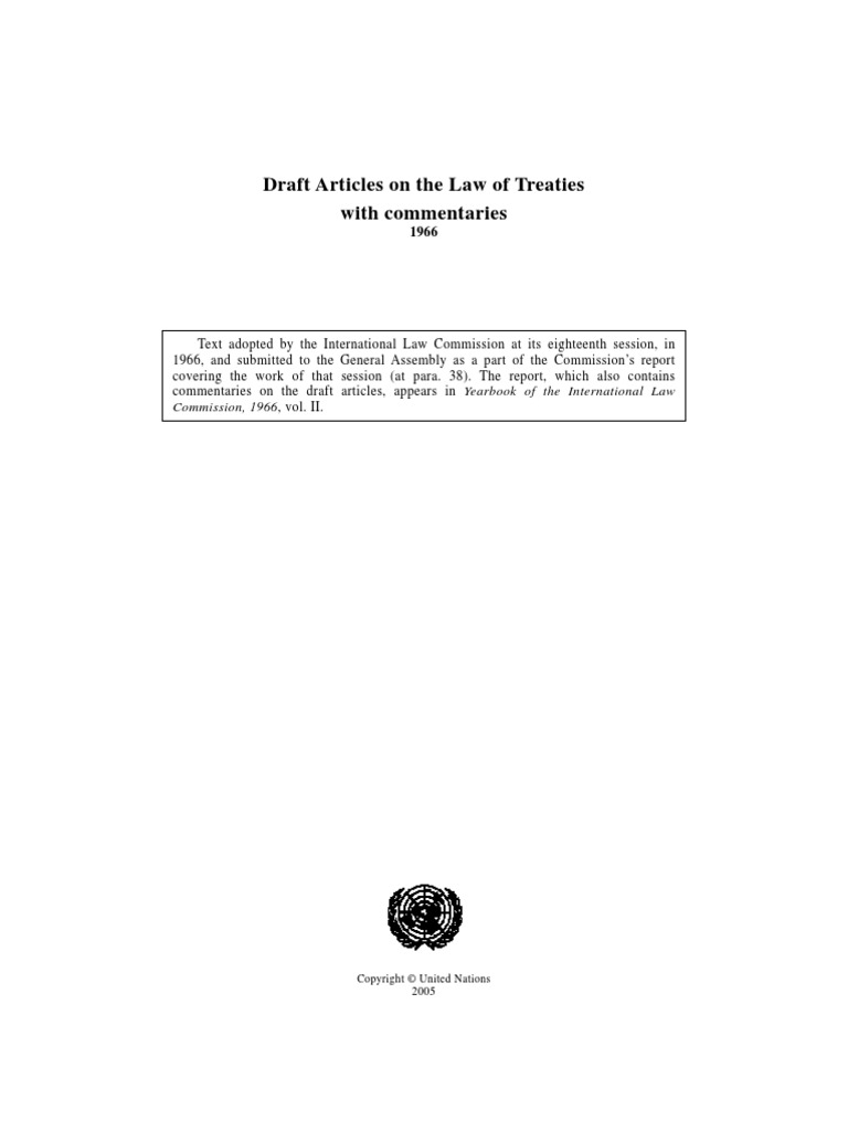 Vienna Convention On The Law of Treaties 1966 Commentary PDF Treaty