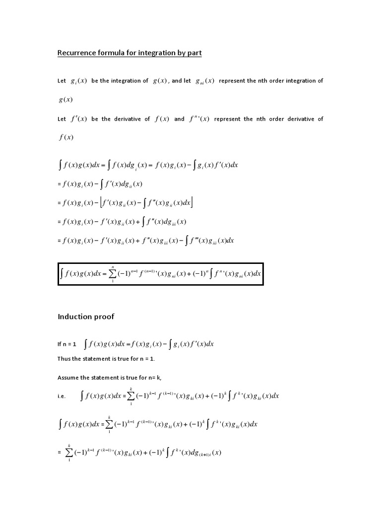 Recurrence Formula for Integration | PDF
