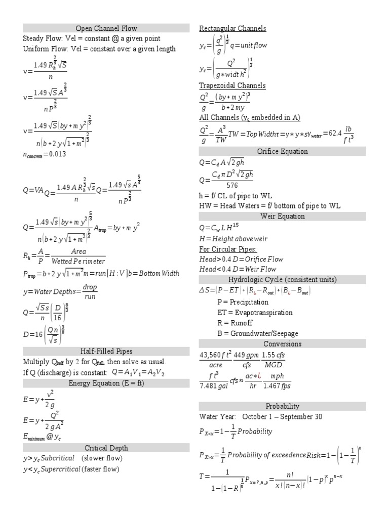 Open Channel Flow Analysis Techniques | PDF | Water And The Environment ...