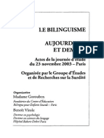 LE BILINGUISME ... Aujourdhui Et Demain